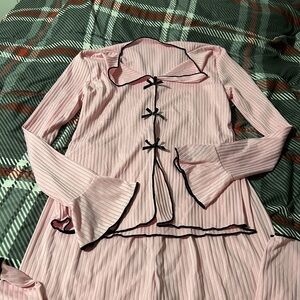 Pink Ribbed Women's Pajama Set